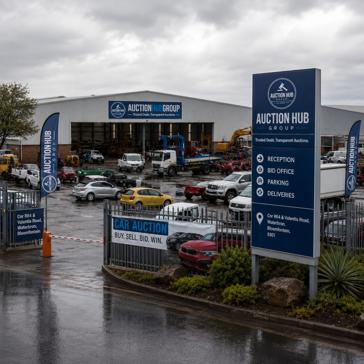 Auction Hub Group Bloemfontein branch — Cnr R64 & Valentia Road